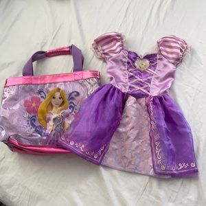 Rapunzel costume with matching bag size 2-4t